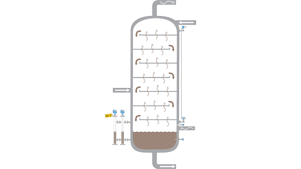 蒸留塔サイド回収トレイ用レベル測定ソリューション